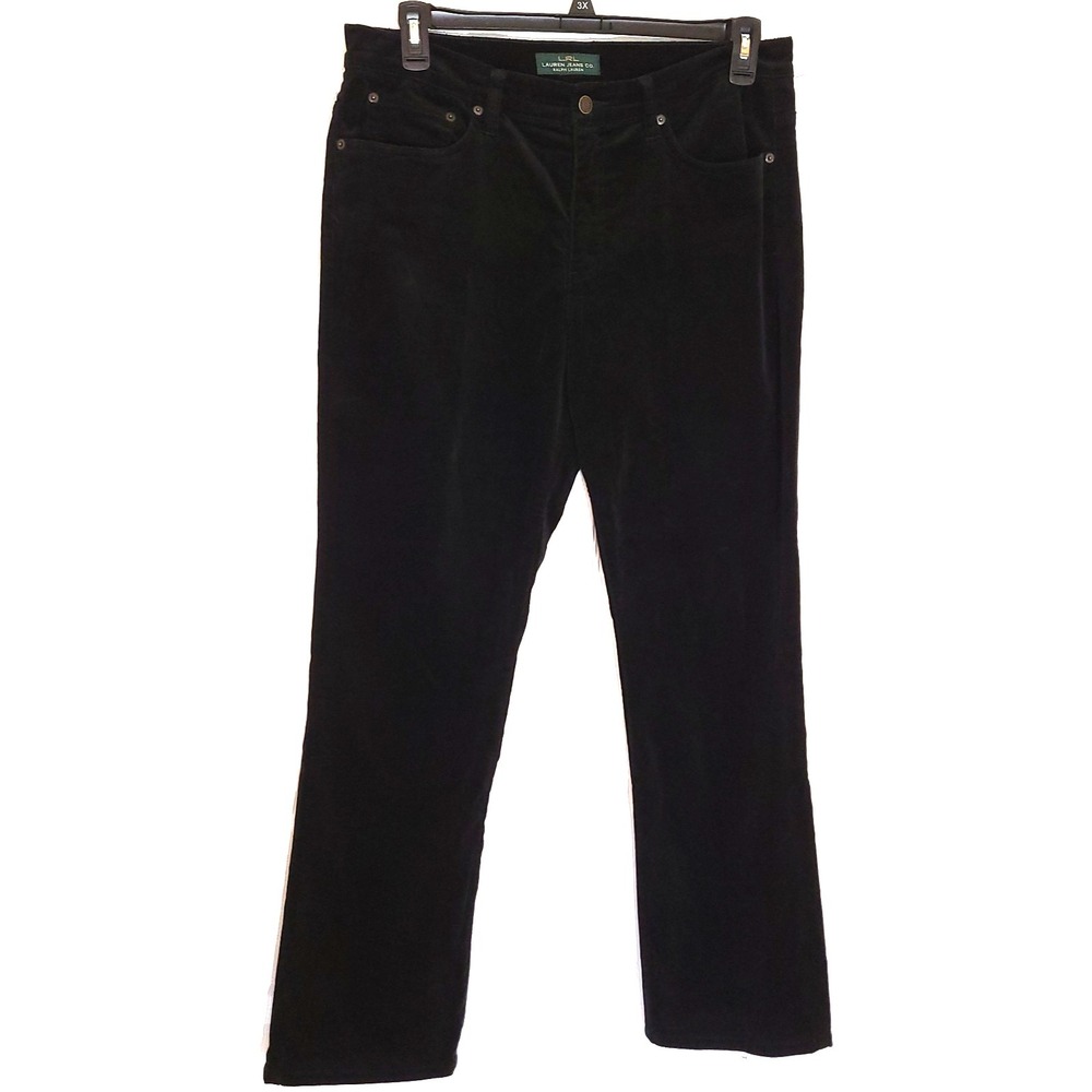 Lauren Ralph Lauren Pants Womens 12 Black‎ Corduroy Straight Leg Stretch Casual